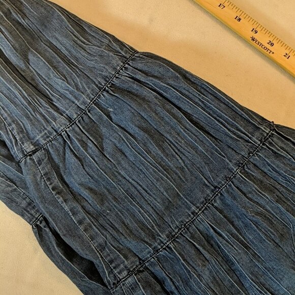 Alfred Dunner Beaded Denim Maxi Skirt 12P Elastic Waist Blue Jean Boho Midi - Picture 12 of 12